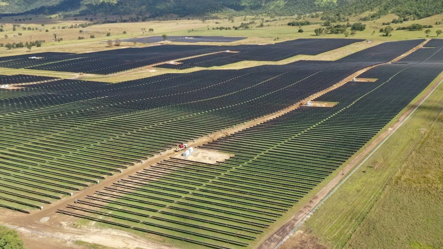 Aerial view of a Risen-supplied utility solar farm in regional Australia